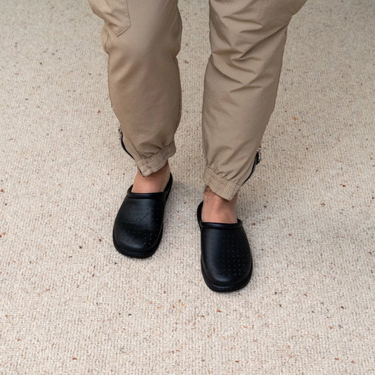 DrLuigi® Orthopedic Slippers for Men - Comfortable Medical Footwear Black Leather drluigi