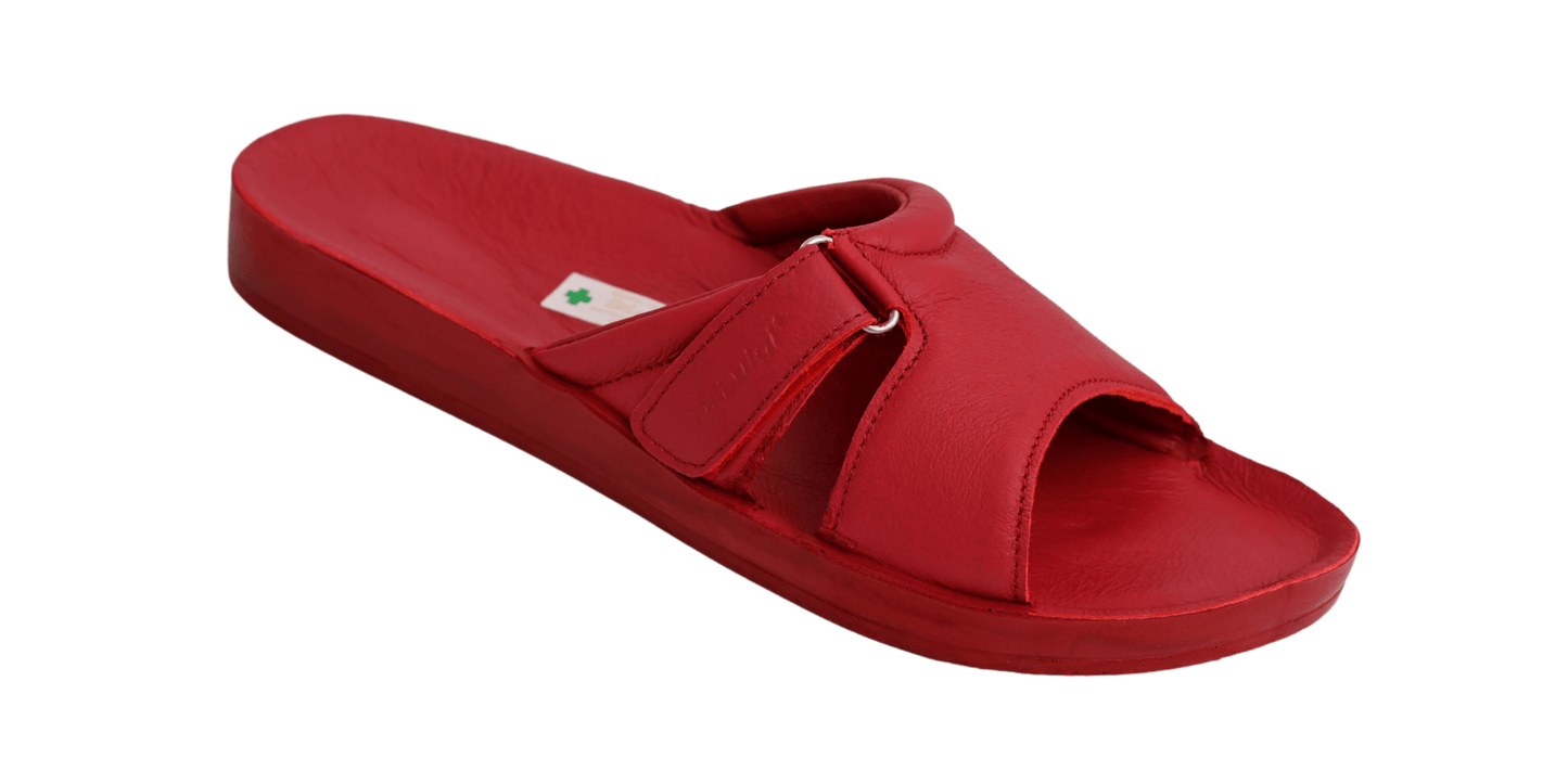 DRLUIGI MEDICAL LEATHER SLIDES SANDALS FOR WOMEN PU-02-20-KS - RED