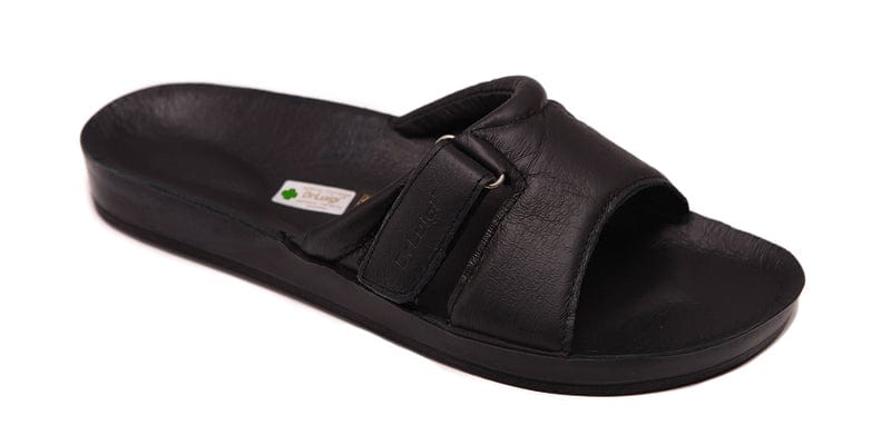 DRLUIGI MEDICAL LEATHER SLIDES SANDALS FOR WOMEN PU-02-20-KS - BLACK