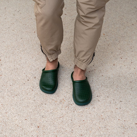 DrLuigi® Orthopedic Slippers for Men - Comfortable Medical Footwear Green Leather