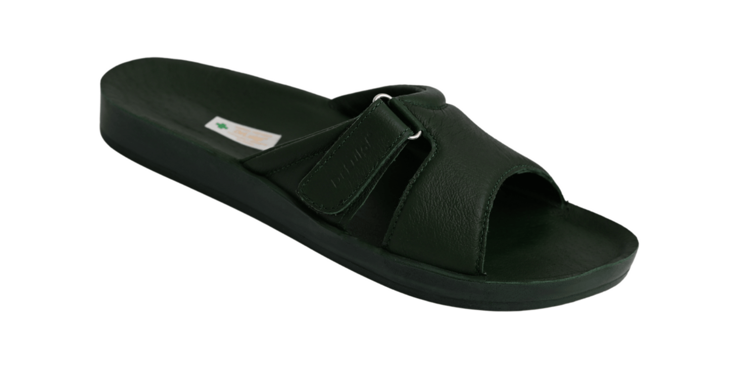 DRLUIGI MEDICAL LEATHER SLIDES SANDALS FOR WOMEN PU-02-20-KS - GREEN