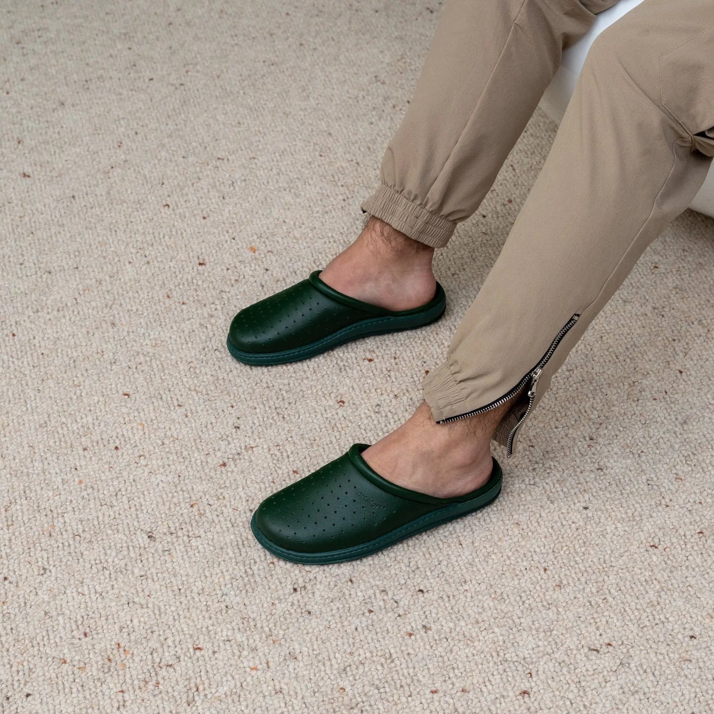DrLuigi® Orthopedic Slippers for Men - Comfortable Medical Footwear Green Leather drluigi