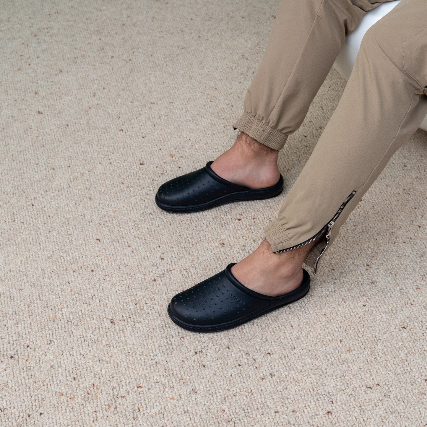 DrLuigi® Orthopedic Slippers for Men - Comfortable Medical Footwear Navy blue Leather