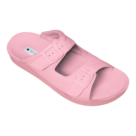 DrLuigi® Orthopedic 2-Strap Leather Slide Sandals for Woman - Comfortable Medical Footwear Pink Leather