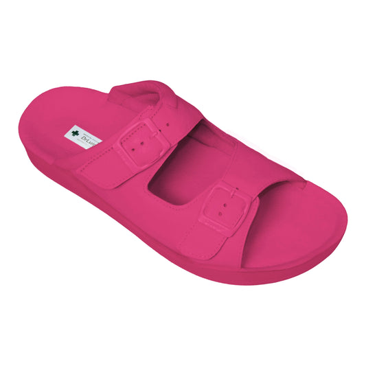 DrLuigi® Orthopedic 2-Strap Leather Slide Sandals for Woman - Comfortable Medical Footwear Fuchsia Leather
