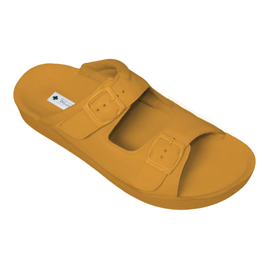DrLuigi® Orthopedic 2-Strap Leather Slide Sandals for Woman - Comfortable Medical Footwear Beige Leather