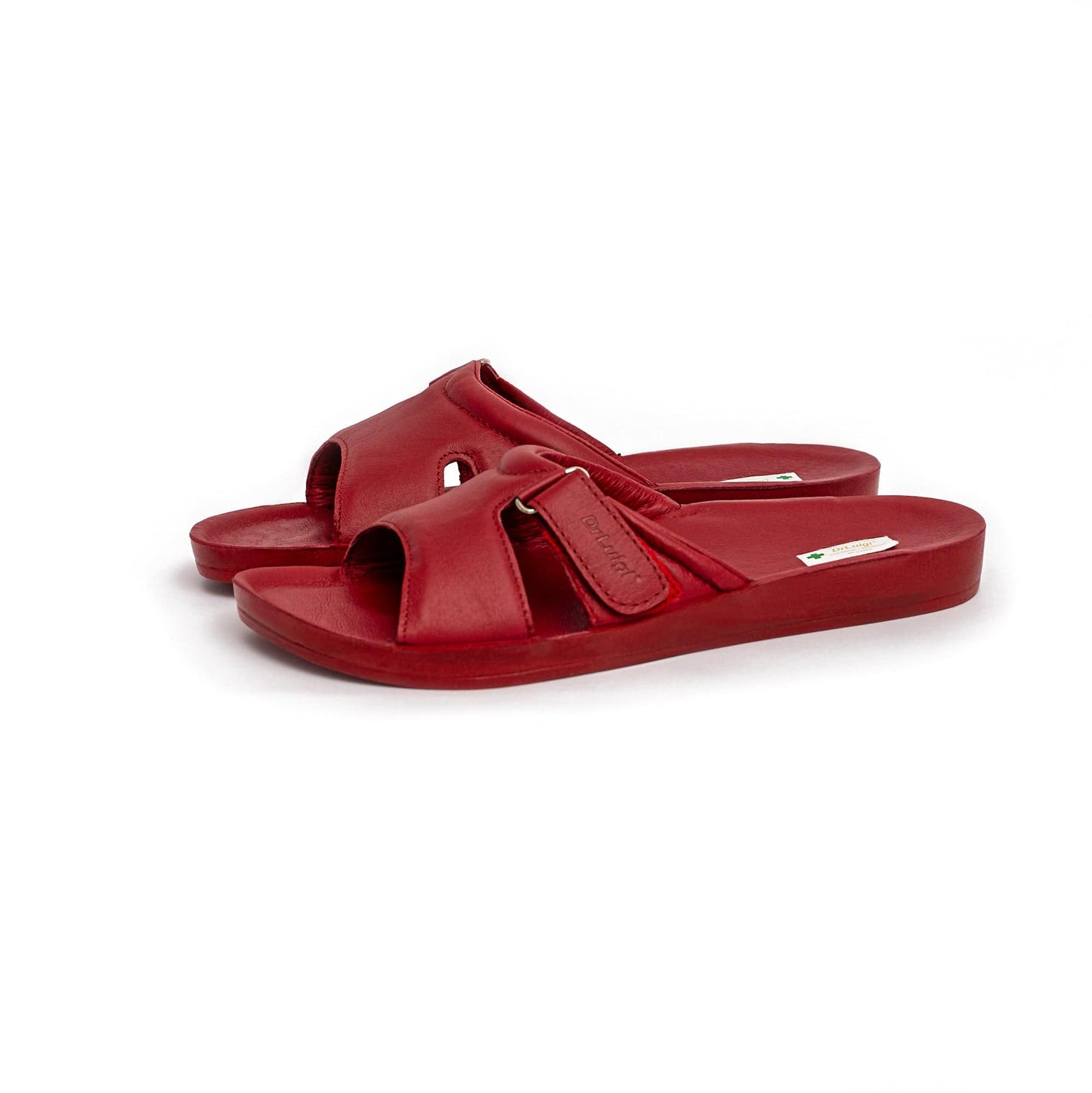 DRLUIGI MEDICAL LEATHER SLIDES SANDALS FOR WOMEN PU-02-20-KS - RED