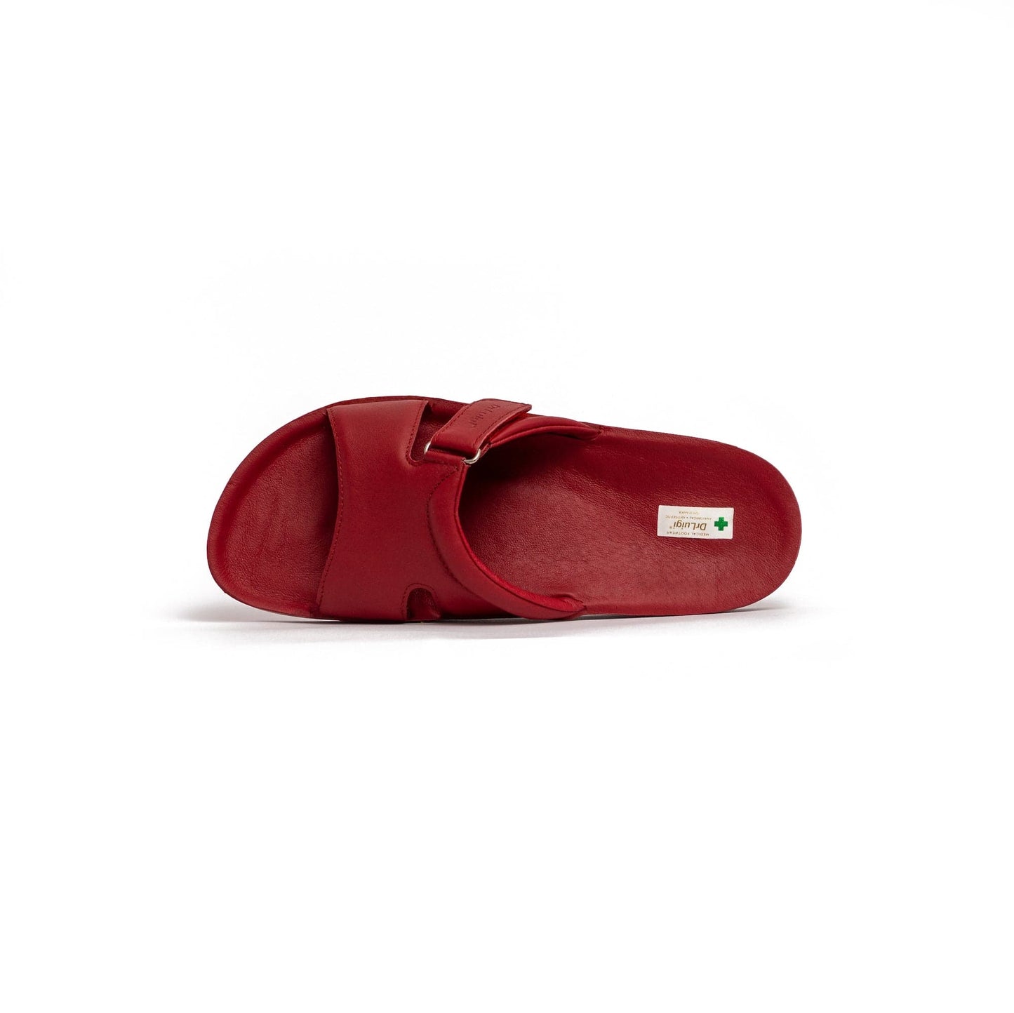DRLUIGI MEDICAL LEATHER SLIDES SANDALS FOR WOMEN PU-02-20-KS - RED