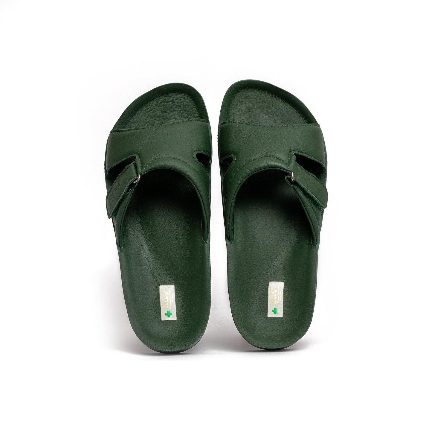 DRLUIGI MEDICAL LEATHER SLIDES SANDALS FOR WOMEN PU-02-20-KS - GREEN