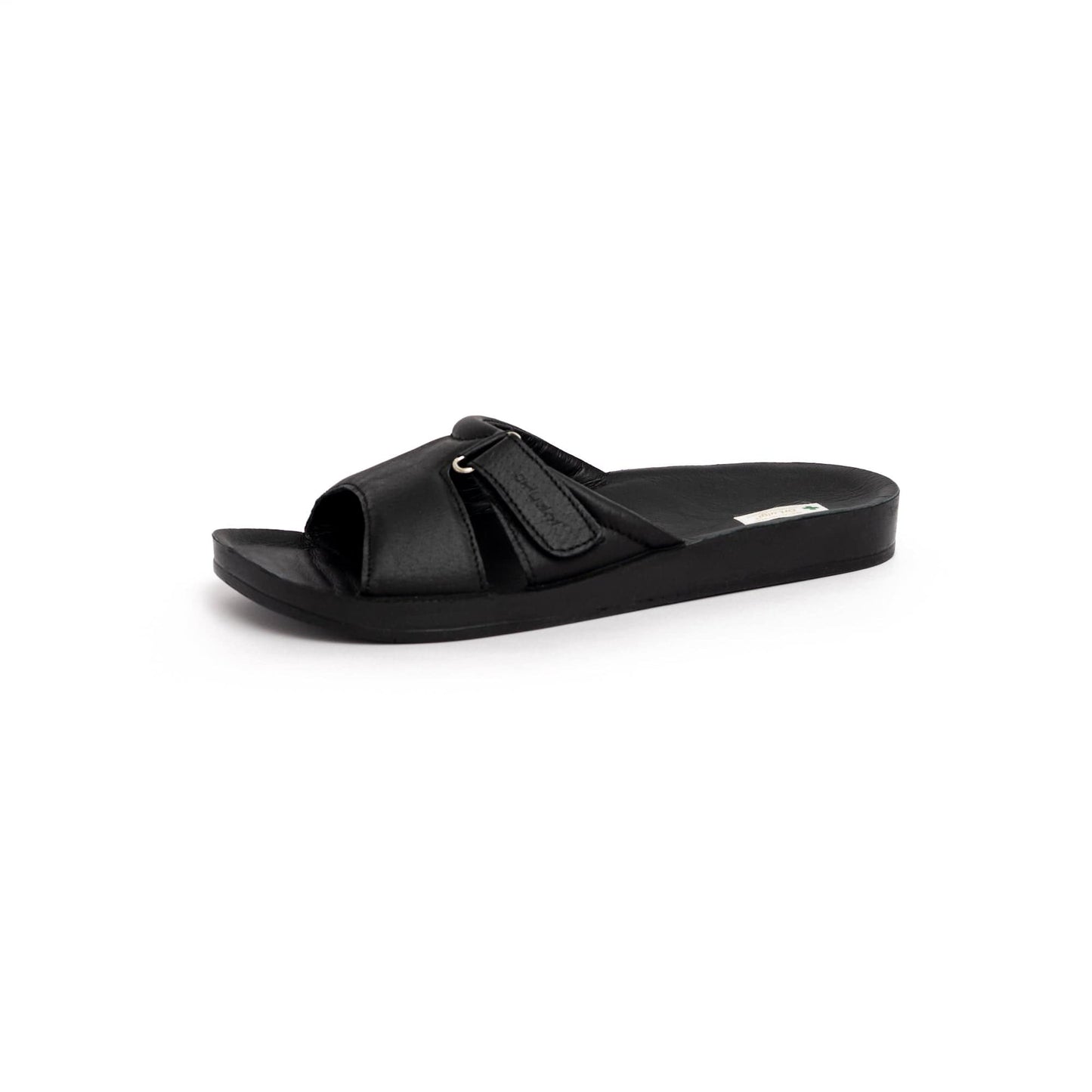 DRLUIGI MEDICAL LEATHER SLIDES SANDALS FOR WOMEN PU-02-20-KS - BLACK