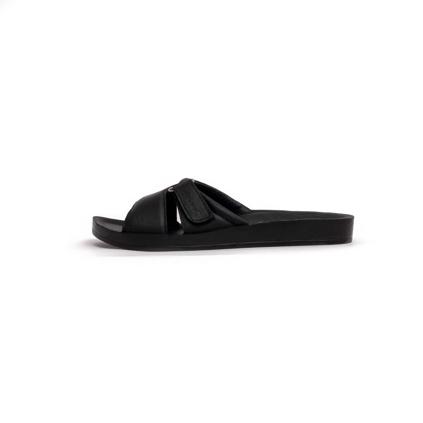 DRLUIGI MEDICAL LEATHER SLIDES SANDALS FOR WOMEN PU-02-20-KS - BLACK