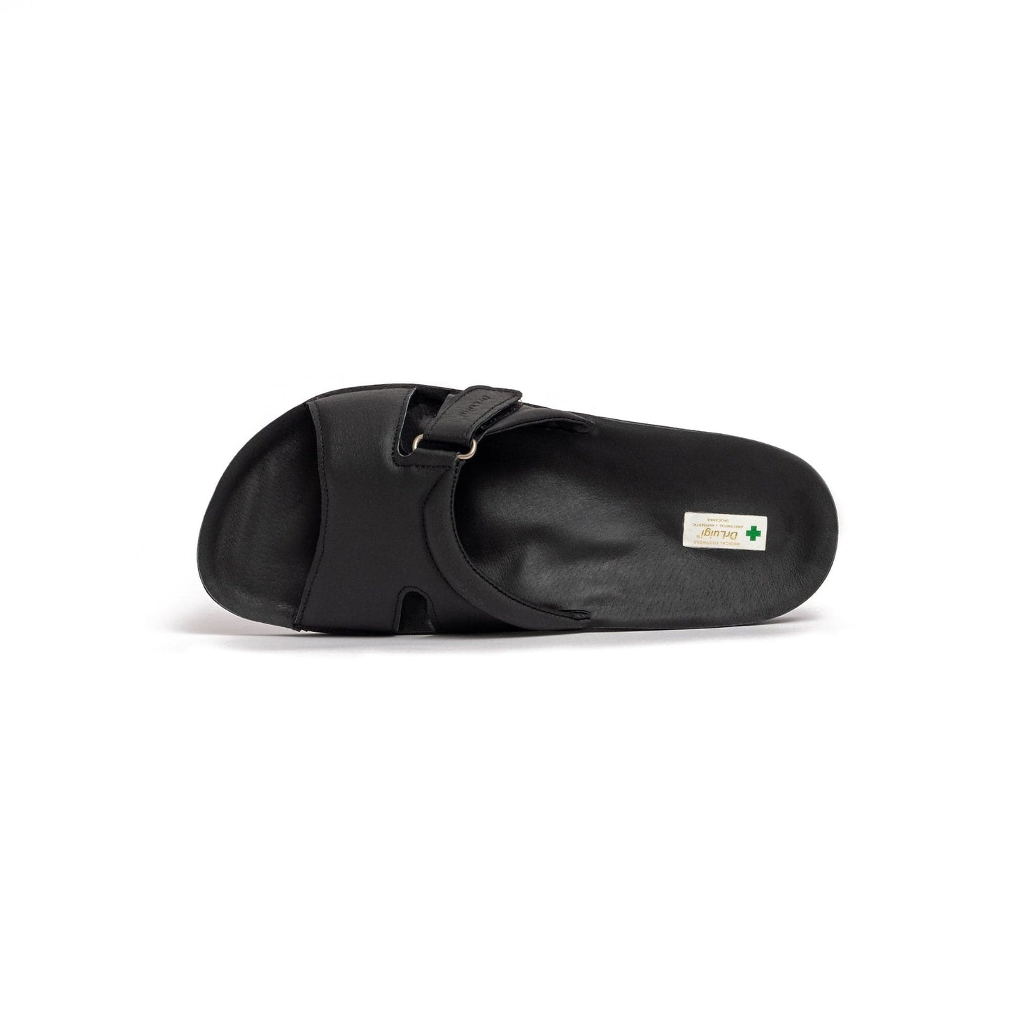 DRLUIGI MEDICAL LEATHER SLIDES SANDALS FOR WOMEN PU-02-20-KS - BLACK