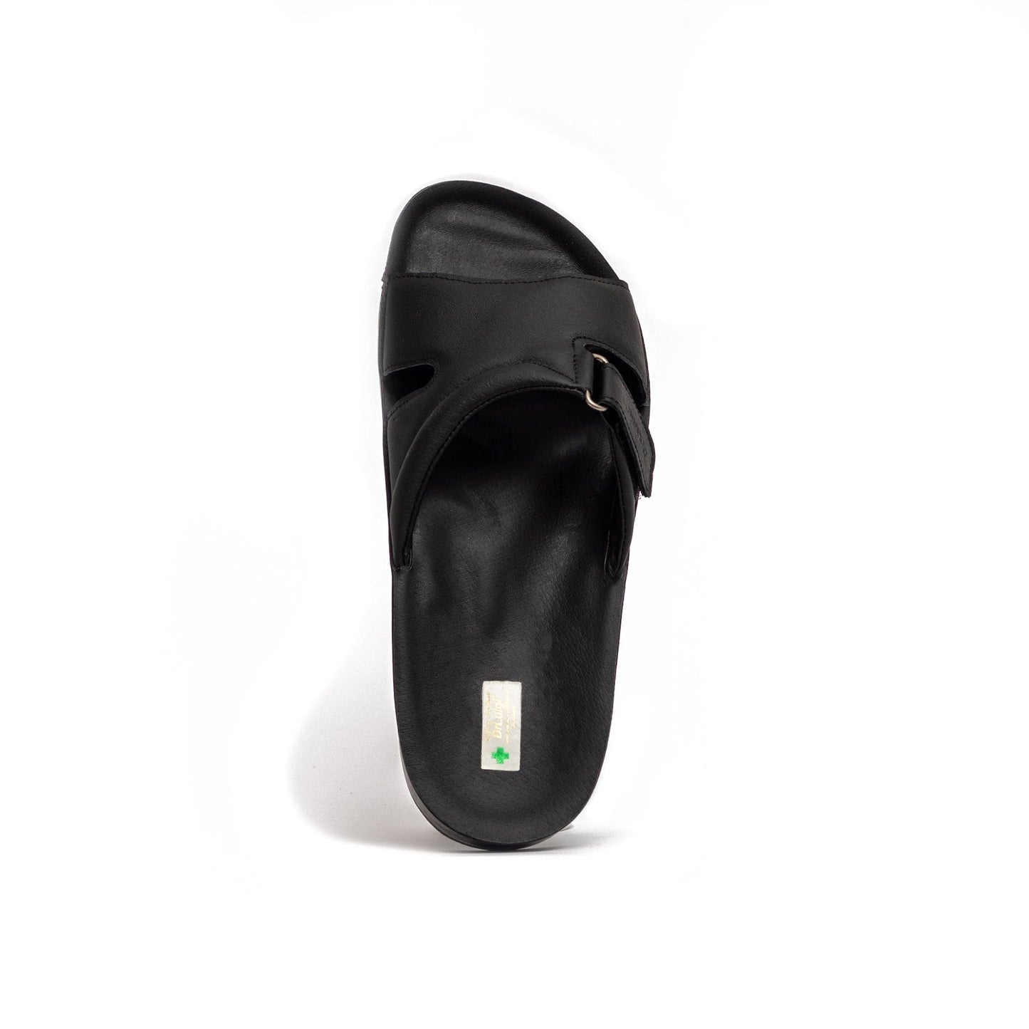 DRLUIGI MEDICAL LEATHER SLIDES SANDALS FOR WOMEN PU-02-20-KS - BLACK