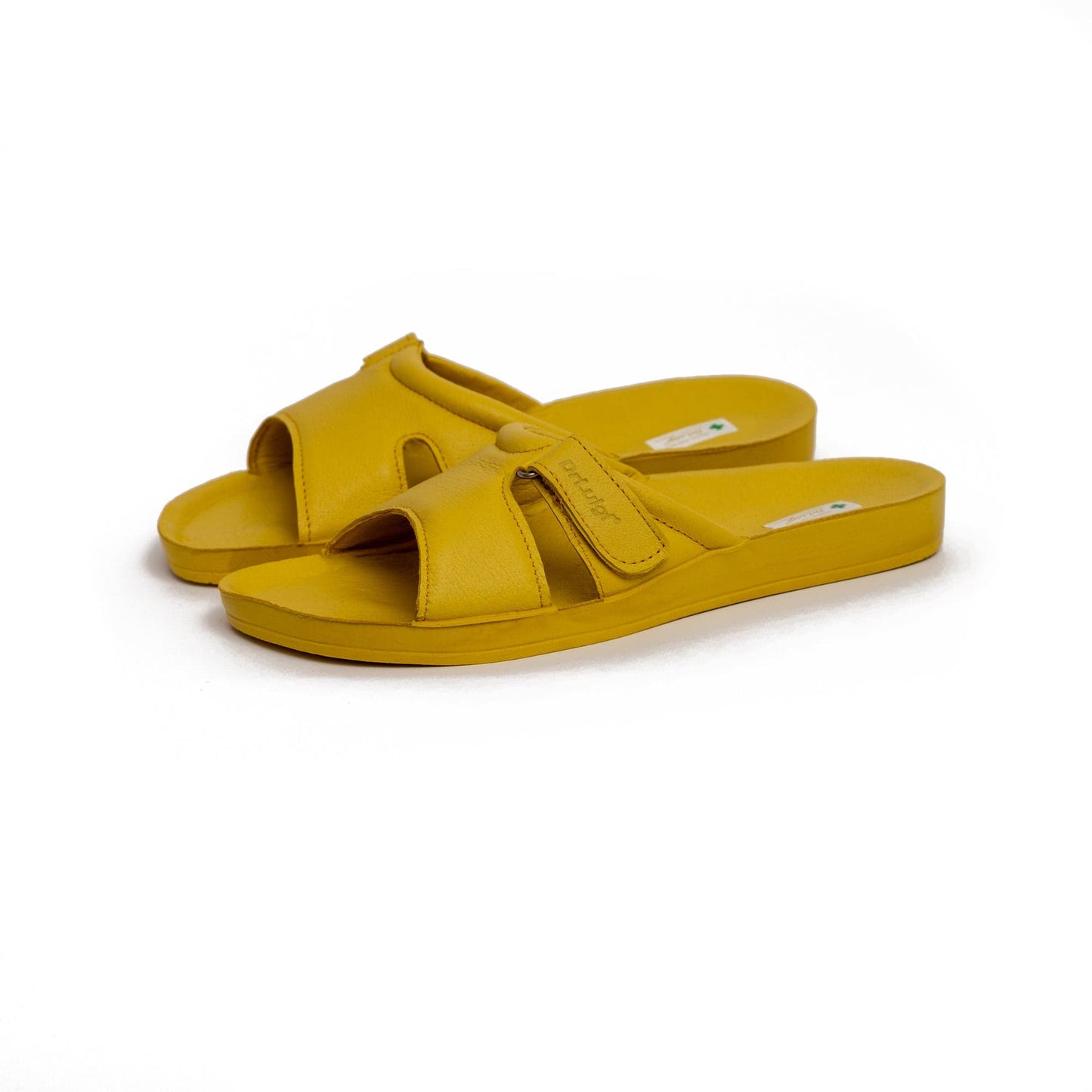 DRLUIGI MEDICAL LEATHER SLIDES SANDALS FOR WOMEN PU-02-20-KS - YELLOW