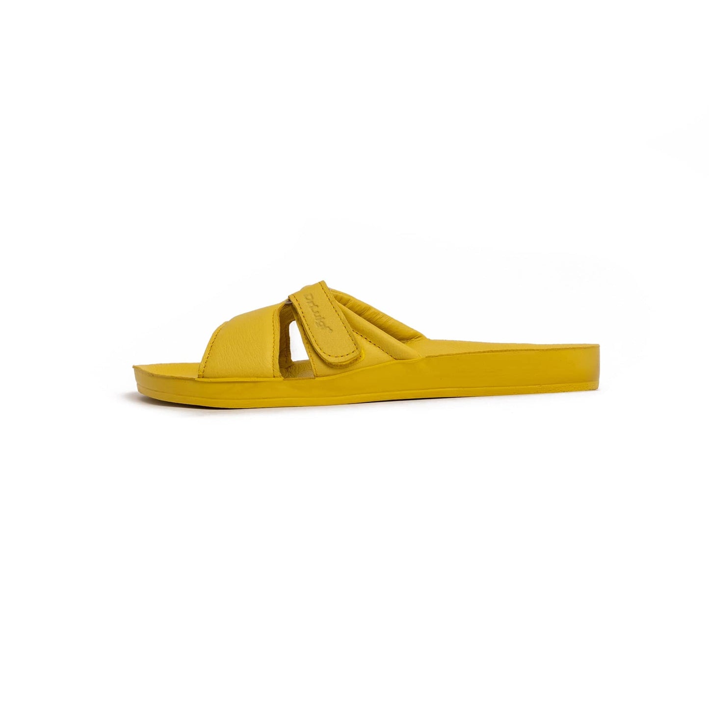 DRLUIGI MEDICAL LEATHER SLIDES SANDALS FOR WOMEN PU-02-20-KS - YELLOW
