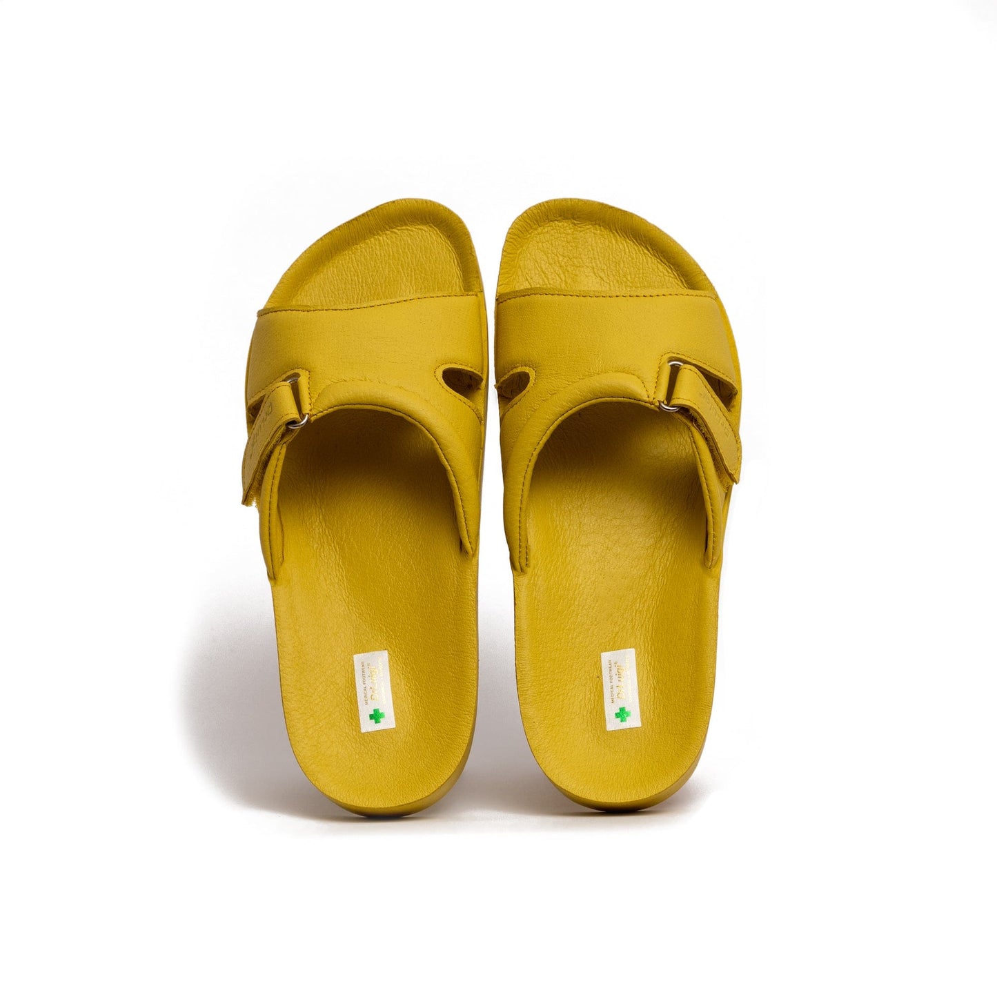 DRLUIGI MEDICAL LEATHER SLIDES SANDALS FOR WOMEN PU-02-20-KS - YELLOW