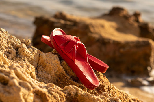 Close-up of softened leather on DrLuigi summer medical footwear - natural grain texture showing quality and breathability