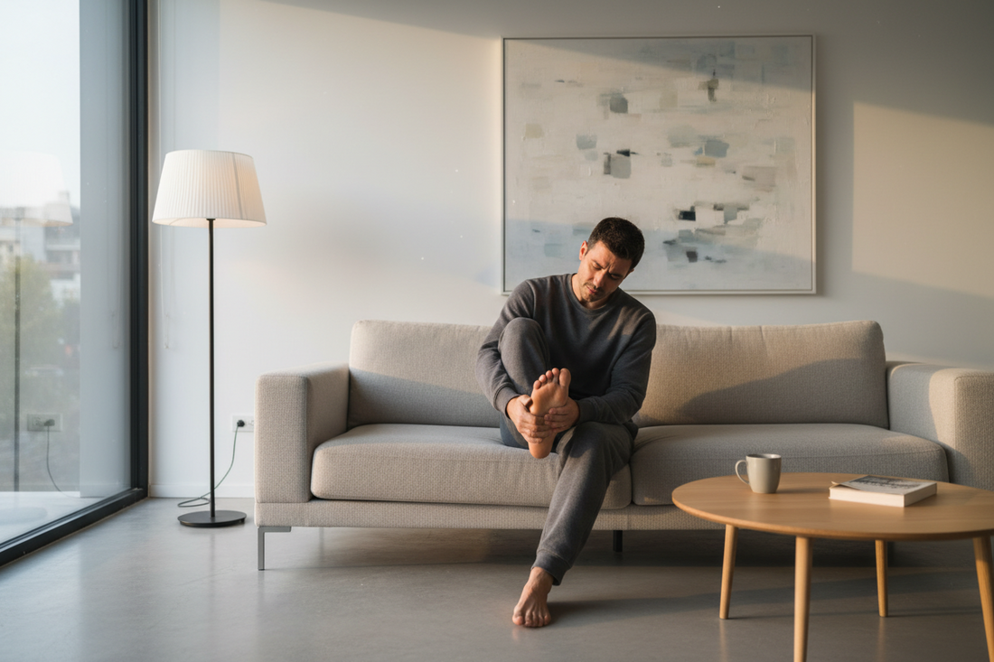 Person experiencing foot pain in the evening after a long day