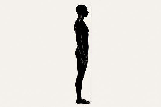 Side view silhouette showing correct body alignment and posture from feet to spine