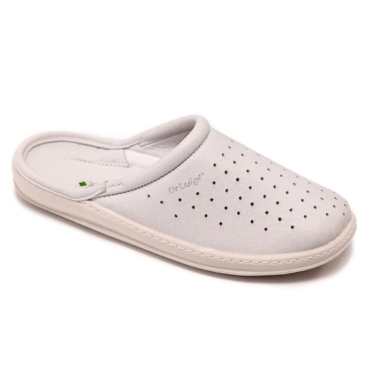 DrLuigi® Men's Orthopedic Clogs - Comfortable Medical Footwear White Leather