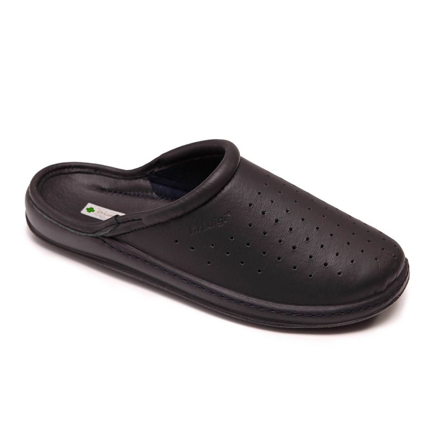 DrLuigi® Orthopädische Clogs für Herren - Bequeme medizinische Schuhe Schwarzes Leder