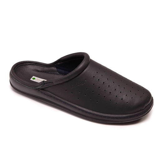 DrLuigi® Orthopedic Clogs for Men - Comfortable Medical Footwear Black Leather
