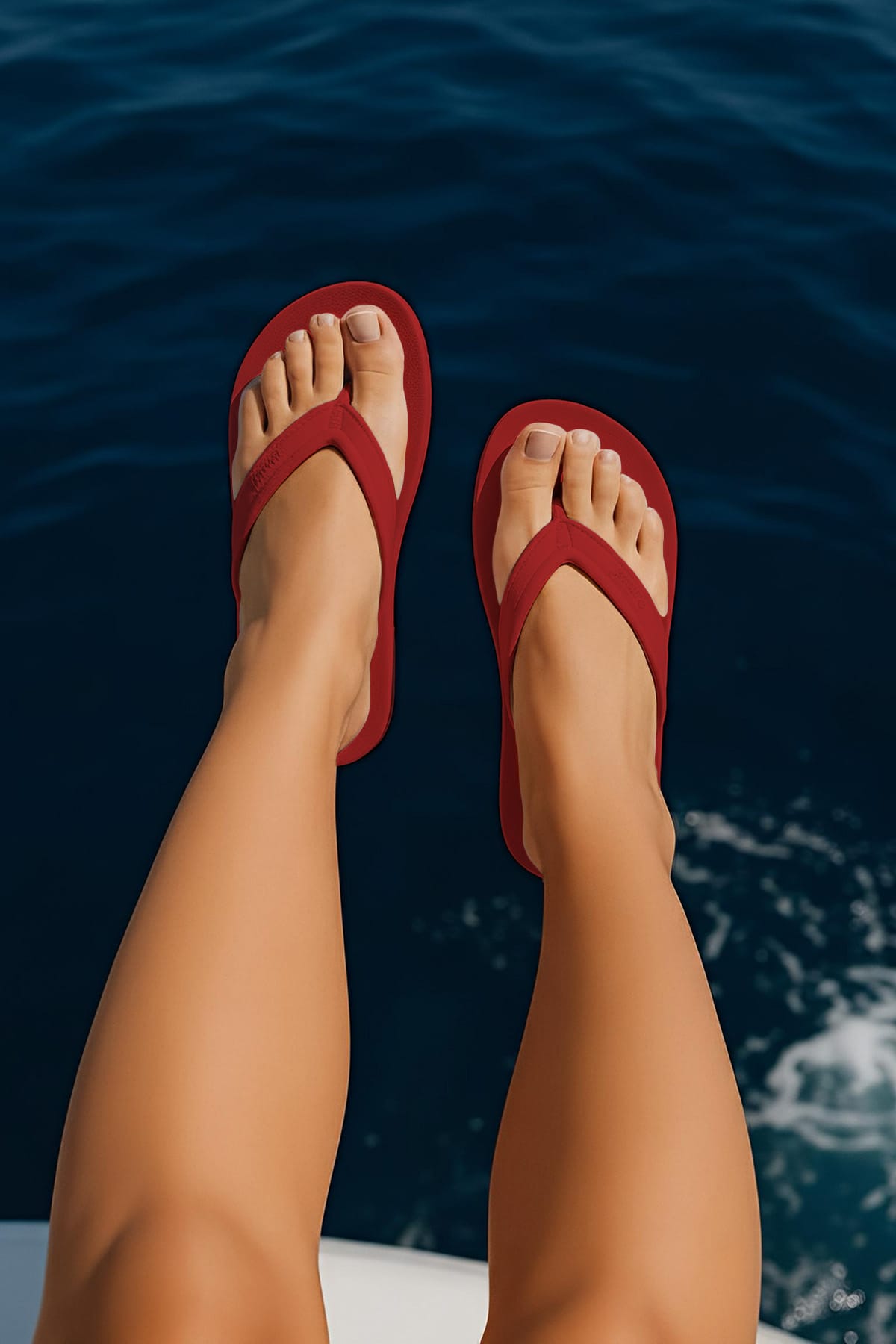 DrLuigi® Orthopädische Flip-Flops für Damen - Bequeme medizinische Schuhe aus rotem Leder