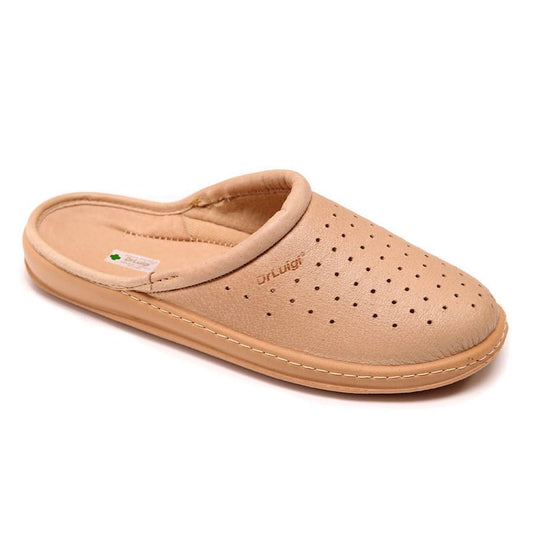 DrLuigi® Orthopedic Clogs for Men - Comfortable Medical Footwear Beige Leather