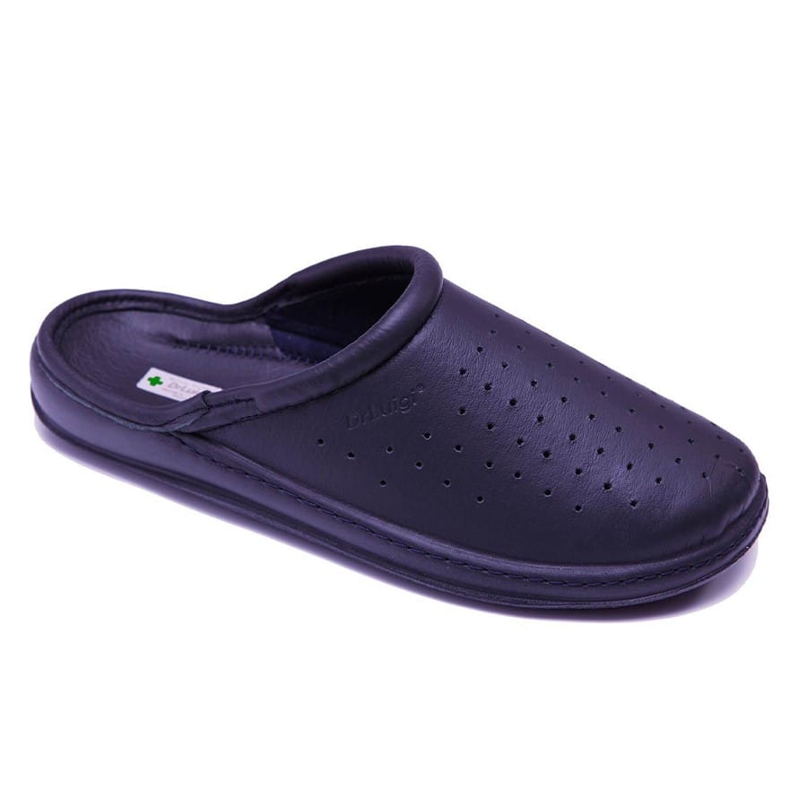 DrLuigi® Orthopädische Clogs für Herren – Bequeme medizinische Fußbekleidung Marineblau Leder