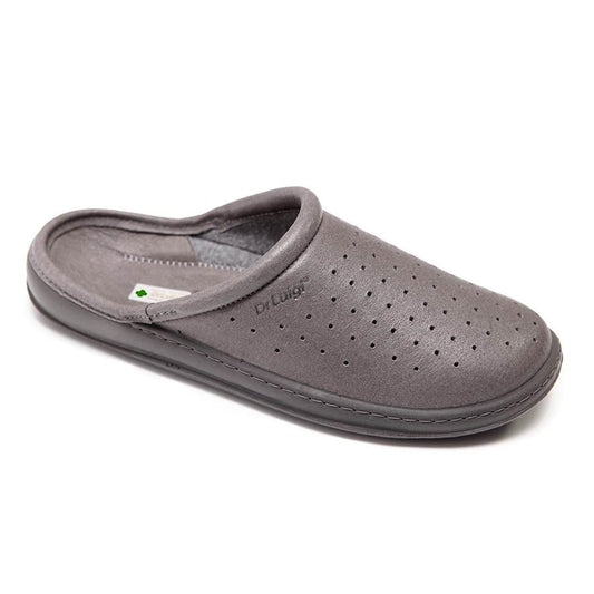 DrLuigi® Orthopedic Clogs for Men - Comfortable Medical Footwear Grey Leather