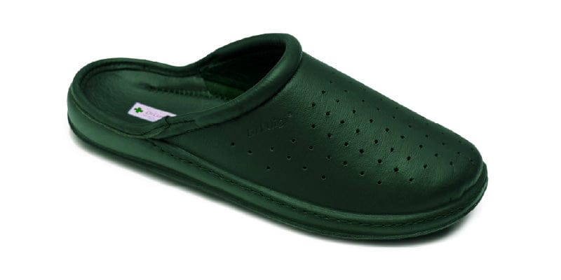 DrLuigi® Orthopedic Slippers for Men - Comfortable Medical Footwear Green Leather