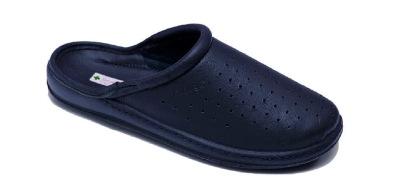 DrLuigi® Orthopedic Slippers for Men - Comfortable Medical Footwear Navy blue Leather
