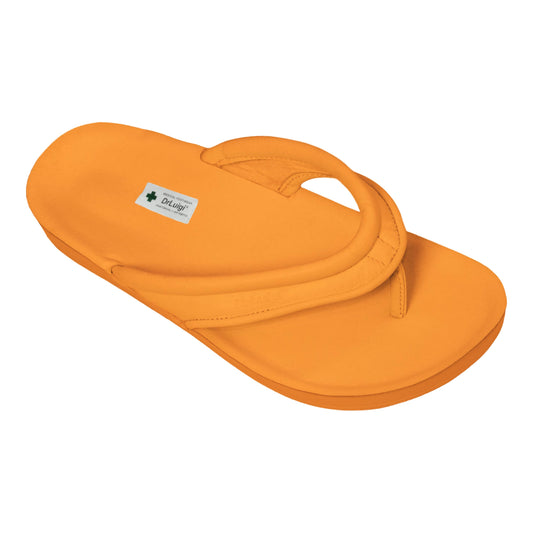 DrLuigi® Orthopädische Flip-Flops für Damen – Bequeme medizinische Schuhe aus orangefarbenem Leder