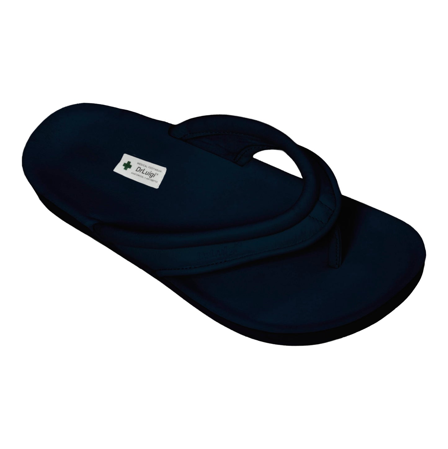 DrLuigi® Orthopedic Flip-Flops for Women - Comfortable Medical Footwear Navy Blue Leather