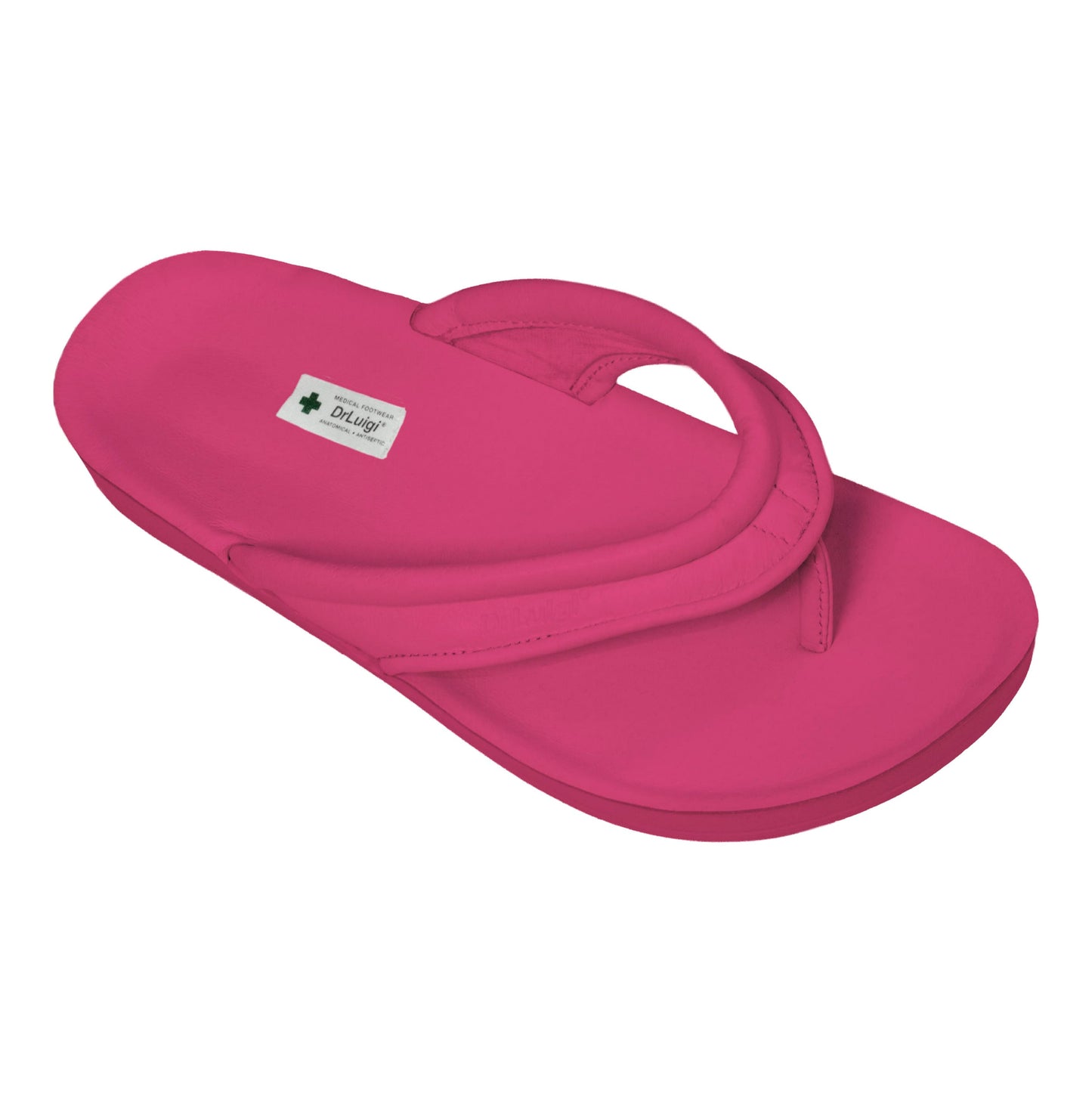DrLuigi® Orthopädische Flip-Flops für Damen – Bequeme medizinische Schuhe aus fuchsiafarbenem Leder