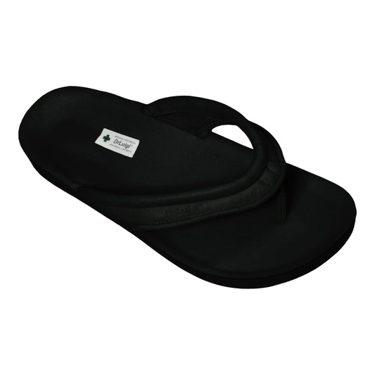 DrLuigi® Orthopädische Flip-Flops für Damen – Bequeme medizinische Schuhe aus schwarzem Leder