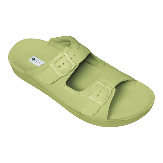DrLuigi® Orthopedic 2-Strap Leather Slide Sandals for Woman - Comfortable Medical Footwear Mint Leather