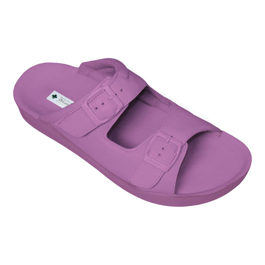 DrLuigi® Orthopedic 2-Strap Leather Slide Sandals for Woman - Comfortable Medical Footwear Violet Leather