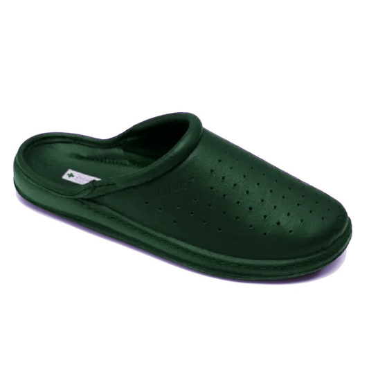 DrLuigi® Orthopedic Clogs for Men - Comfortable Medical Footwear Green Leather